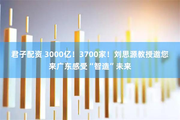 君子配资 3000亿！3700家！刘思源教授邀您来广东感受“智造”未来